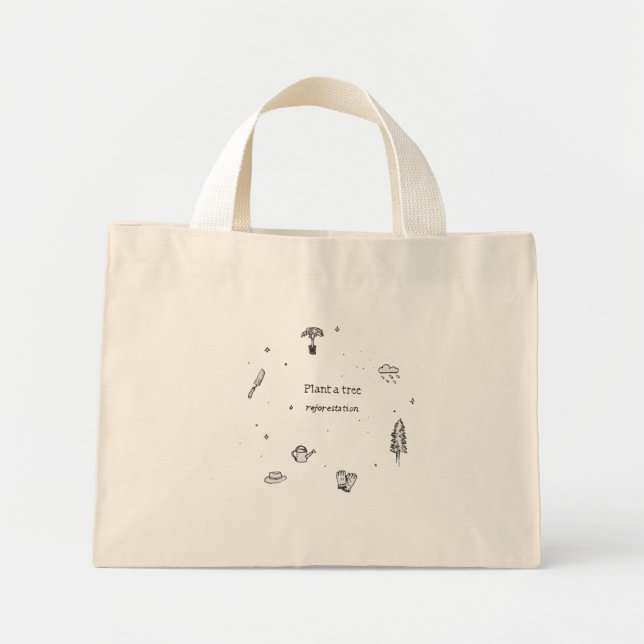 Anläggning av återbeskogning i träd Mini Tote Bag Mini Tygkasse (Framsidan)