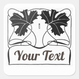Anläggning för handgjord Vintage Art nouveau Fyrkantigt Klistermärke