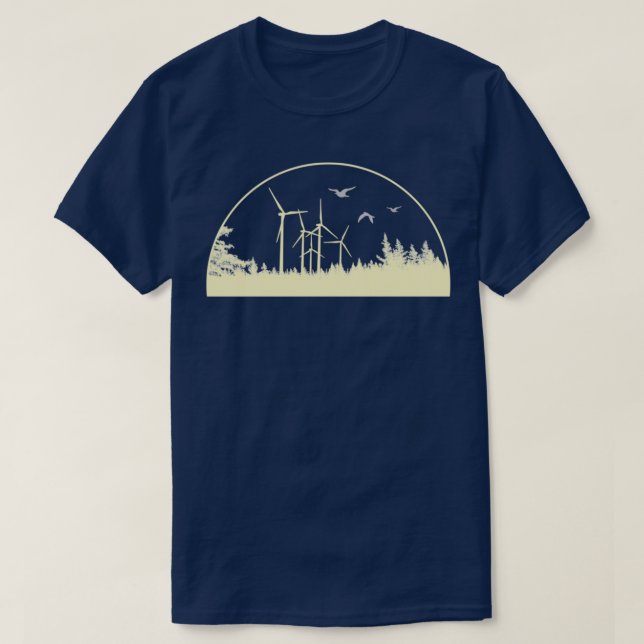 Anläggning för vind av förnybar energi i skogen vi t shirt (Design framsida)