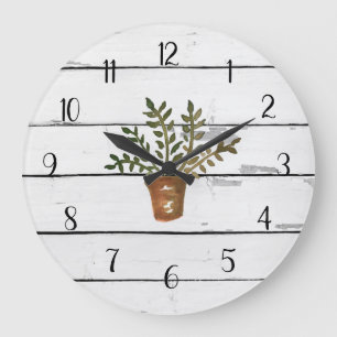 Anläggning i Pot Gardener Rustic Shiplap Stor Klocka