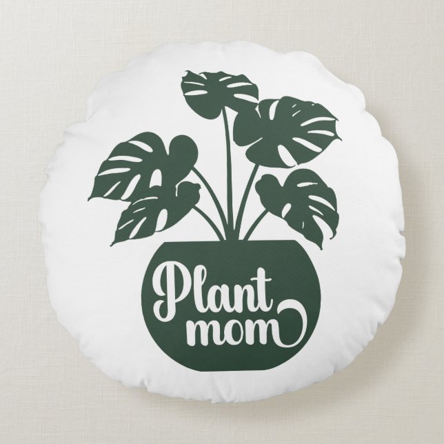 Anläggning Mamma Grönt Pocksats Plant Rund Kudde (Framsidan)