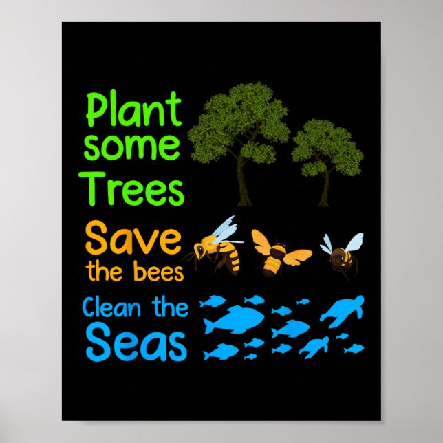 Anläggning mer Träd Spara Bina rengör havsområdet  Poster (Framsidan)