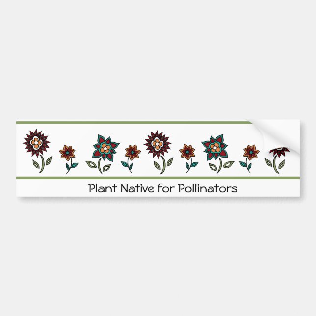 Anläggning Native for Pollinators Bumper Sticker Bildekal (Framsidan)