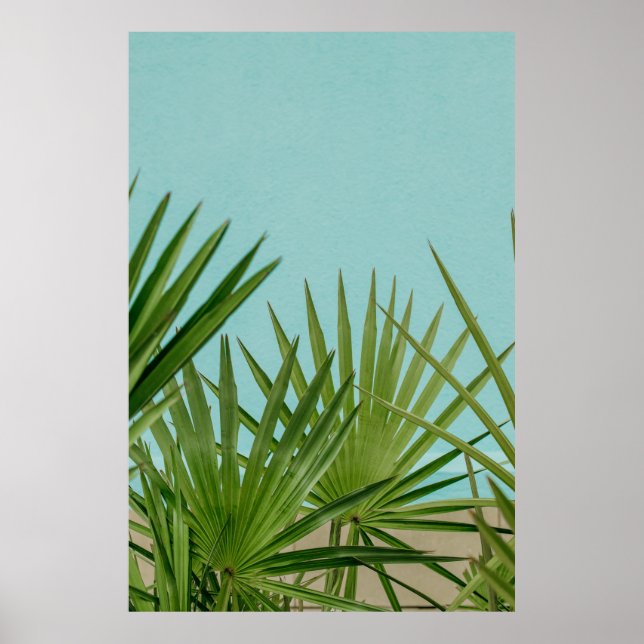 Anläggningen grönt handflatan nära vatten poster (Framsidan)