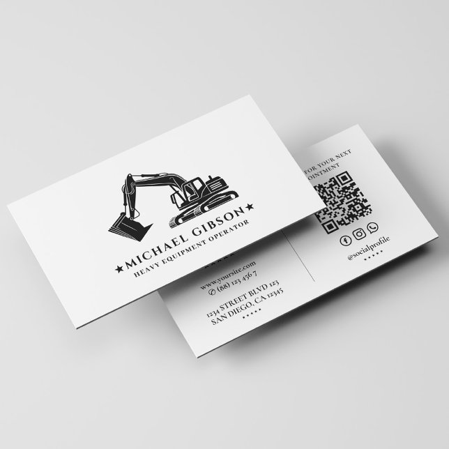 Anläggningsentreprenör tung utrustningsoperatör visitkort (Construction Contractor Heavy Equipment Operator Business Card
)