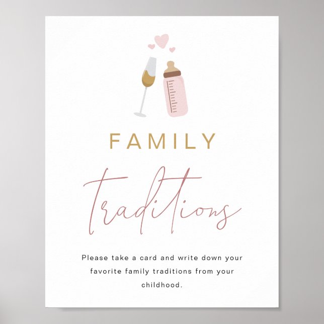 Anm. Rosa Poppin' Flaskor Family Traditions Sign Poster (Framsidan)