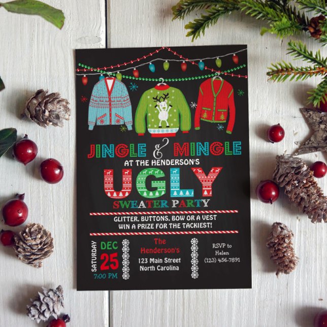 Anmäl dig till Ugly Sweater-julfest Inbjudningar (Skapare uppladdad)