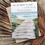 Anmälan från Nantucket Beach Elope Bröllop Inbjudningar<br><div class="desc">Nantucketstrand med trästrand med bröllop-meddelande och mottagningsinbjudan med texten "Allt du behöver är kärlek och stranden." För paret som gick på stranden och vill fira med en mottagning till familjen och vänner i inbjudan. Lägg till information på kortets framsida och baksida.</div>