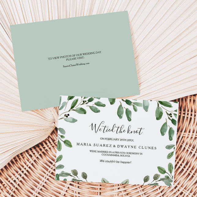 Anmälan om Eucalyptus Elopement i tropisk Grönt Meddelande (Skapare uppladdad)