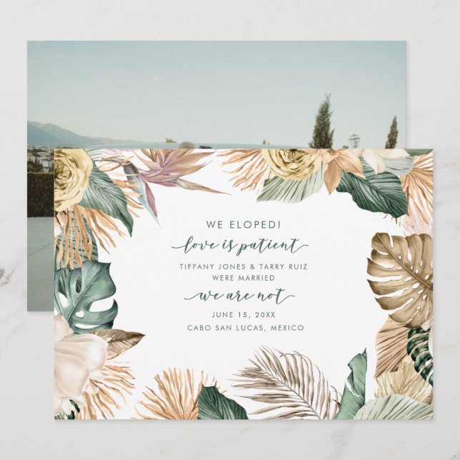 Anmälan om tropisk utvidgning av Beach-bröllopet Meddelande (Fram/baksida)