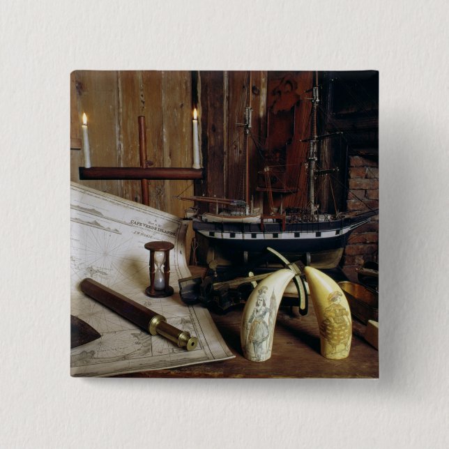 Anmärker från en 19 thårhundradekapten skrivbord knapp (Framsida)