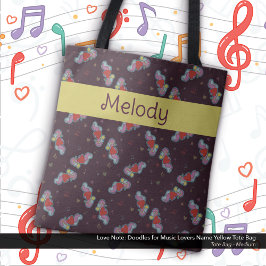 Anmärkning: Doodles for Music Älskare Namn Gult Tygkasse