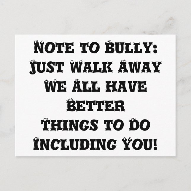 Anmärkning till Bully: precis Walk Away - Anti Bul Vykort (Framsida)