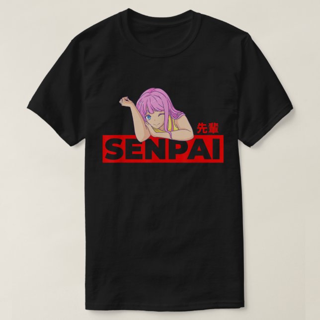 Anmie Aesthetic Senpai Waifu  T Shirt (Design framsida)