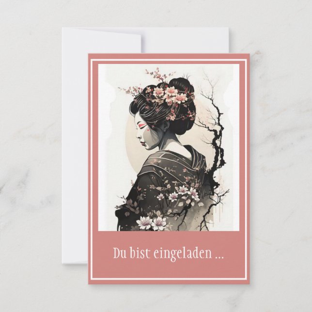 Anmutige japanische Geisha -  Inbjudningar (Framsida)