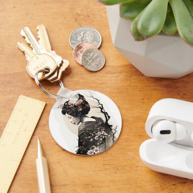 Anmutige japanische Geisha -  Nyckelring (Skrivbord)