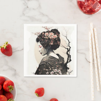 Anmutige japanische Geisha -  Pappersservett