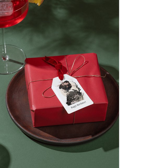 Anmutige japanische Geisha -  Presentetikett (Skapare uppladdad)