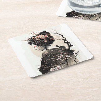 Anmutige japanische Geisha -  Underlägg Papper Kvadrat