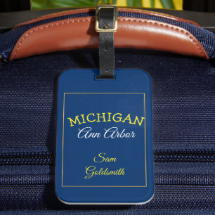 Ann Arbor Michigan Blue och Maize Bagagebricka