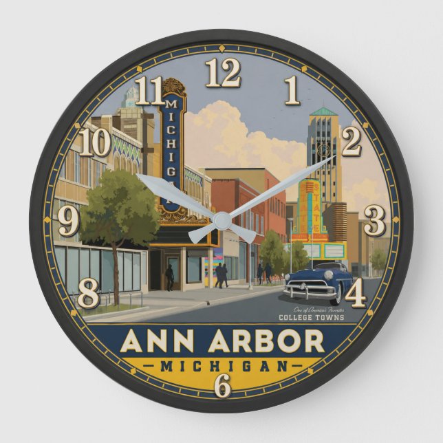 Ann Arbor Michigan Downtown Cityscape Stor Klocka (Framsida)