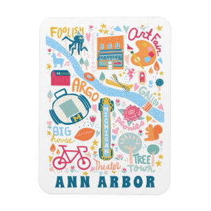 Ann Arbor Michigan Karta Favorite Sak Magnet