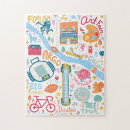 Ann Arbor Michigan Karta Favorite Sak Puzzle Pussel