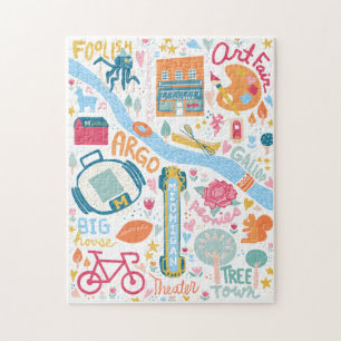 Ann Arbor Michigan Karta Favorite Sak Puzzle Pussel