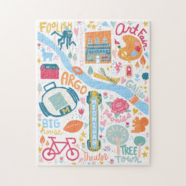 Ann Arbor Michigan Karta Favorite Sak Puzzle Pussel (Vertikal)