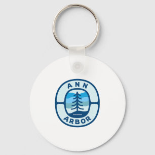 Ann Arbor Michigan Mi Retro Vinter Skog Souvenir Nyckelring