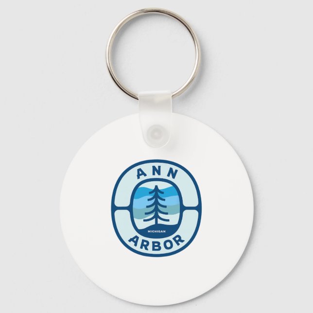 Ann Arbor Michigan Mi Retro Vinter Skog Souvenir Nyckelring (Framsida)