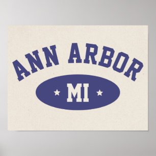 Ann Arbor, Michigan Retro College Typografi Tryck