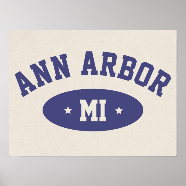 Ann Arbor, Michigan Retro College Typografi Tryck (Framsidan)