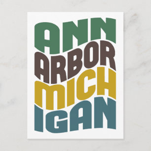 Ann Arbor Michigan Retro Wave Vykort