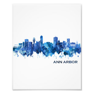 Ann Arbor Michigan Skyline Blue Fototryck
