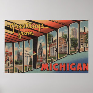 Ann Arbor Michigan - stora brevplatser Poster