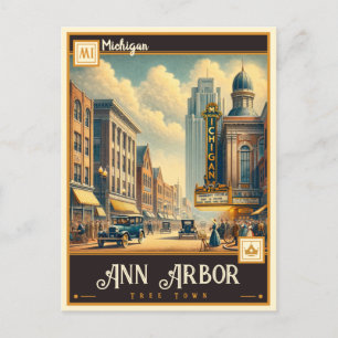 Ann Arbor, Michigan VINTAGE Vykort