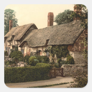 Ann Hathaway's Cottage, Stratford-on-Avon, England Fyrkantigt Klistermärke