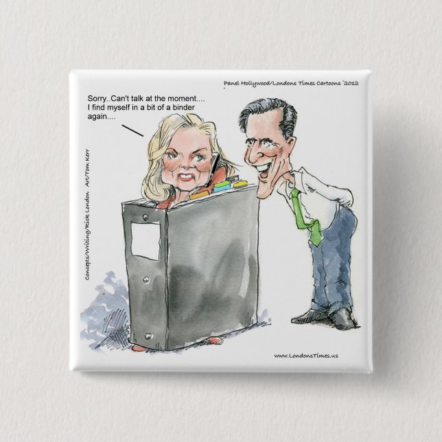 Ann Romney i en Binder Funny ger Tees & Cards Knapp (Framsida)