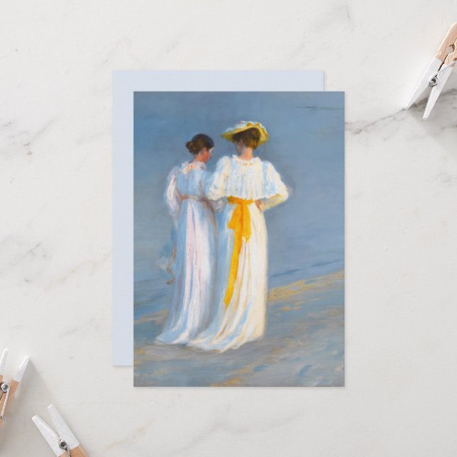Anna Ancher och Marie Krøyer på stranden, Krøyer Inbjudningar (Fram/Back In Situ)