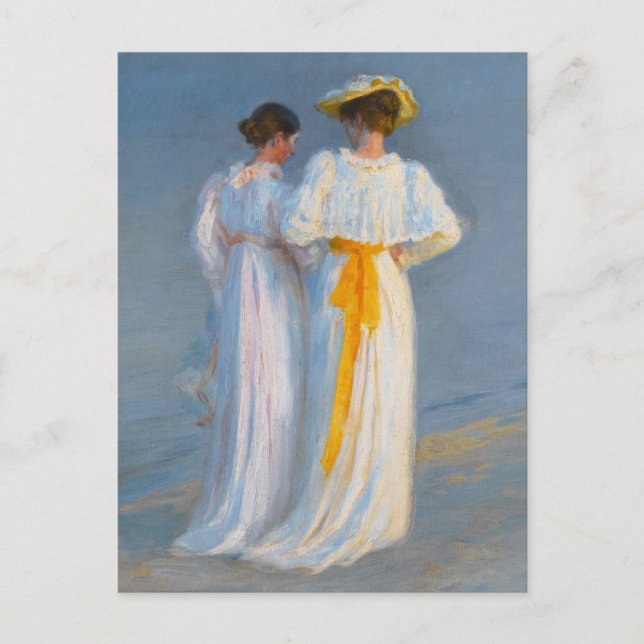 Anna Ancher och Marie Krøyer på stranden - Krøyer Vykort (Framsida)