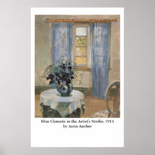 Anna Anchers blå Clematis i konstnärens Studio Poster