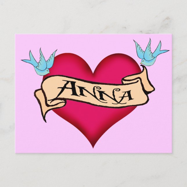 Anna - Anpassningsbar Heart Tattoo T-shirts & Gift Vykort (Framsida)