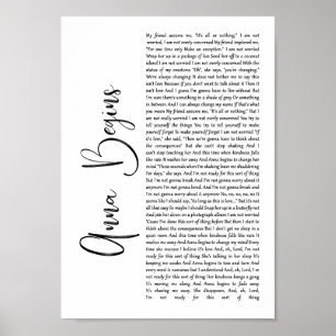 Anna Begins White Script Sång Lyric Wall Art Skriv Poster