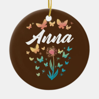 Anna Birthday syster Butterfly Dandelion Namn Julgransprydnad Keramik