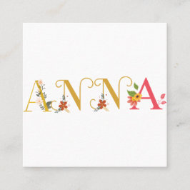 ANNA First Namn Elegant Embroized Fyrkantigt Visitkort