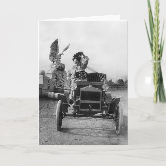Anna Held W/ Hennes Maxwell-Runabout Circa 1905-19 Kort (Framsida)