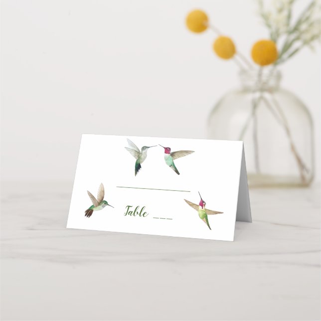 Anna Hummingbird Bröllop-platskort Placeringskort (Framsida)