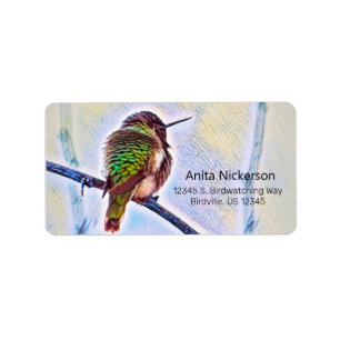 Anna Hummingbird på Gren Pastel Färg Adress Adressetikett