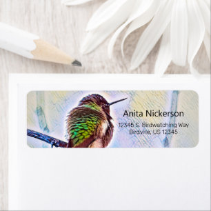 Anna Hummingbird på Gren Pastel Färg Adress Returadress Etikett